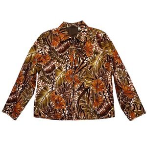 Laura‎ Ashley Vintage 90s Tropical Floral Grandmillennial Zip Up Jacket Size PS